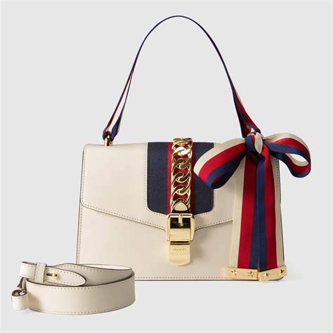 gucci sylvie gucci white crossbody bag